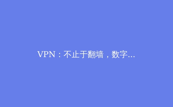 VPN：不止于翻墙，数字时代的全能安全卫士与自由钥匙 - 4